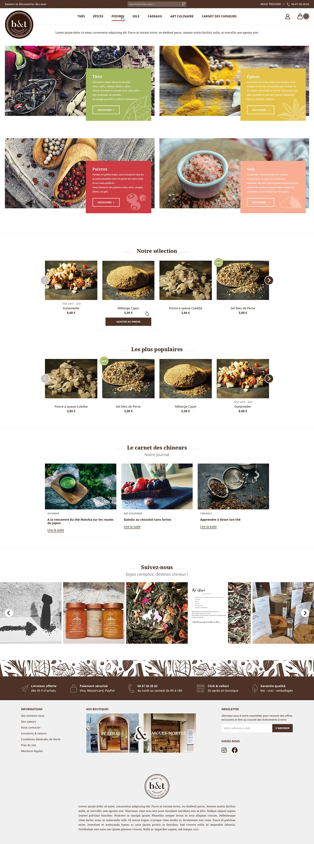 Chineurs de saveurs - design - page d'accueil