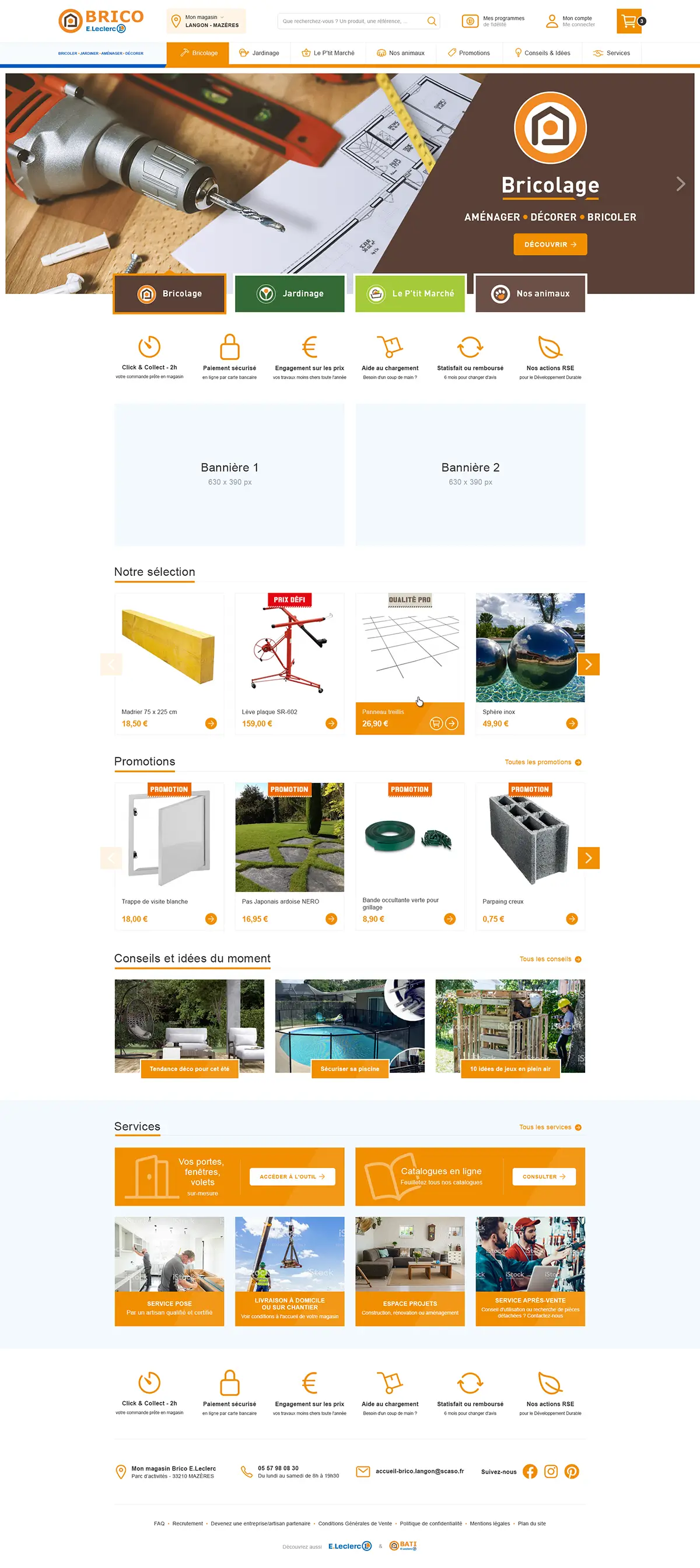 Brico E.Leclerc - design - page d'accueil