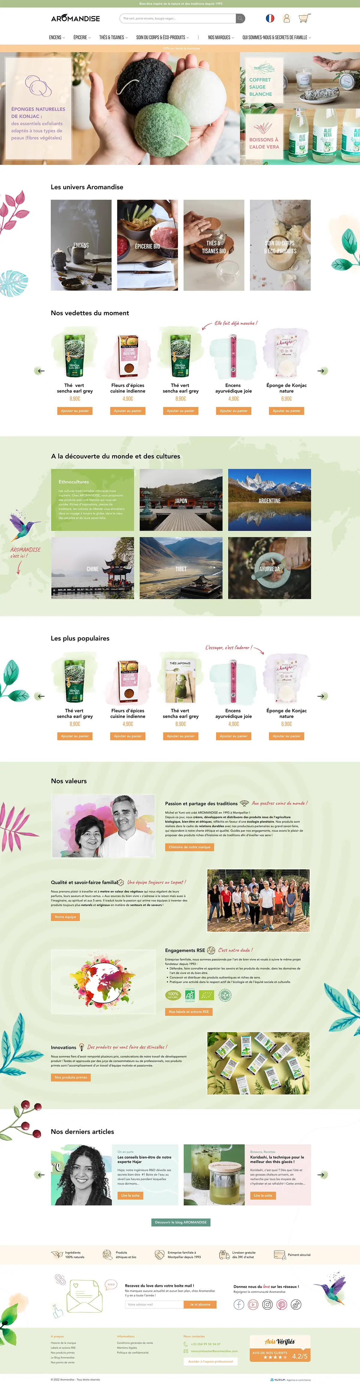 Aromandise - design - page d'accueil