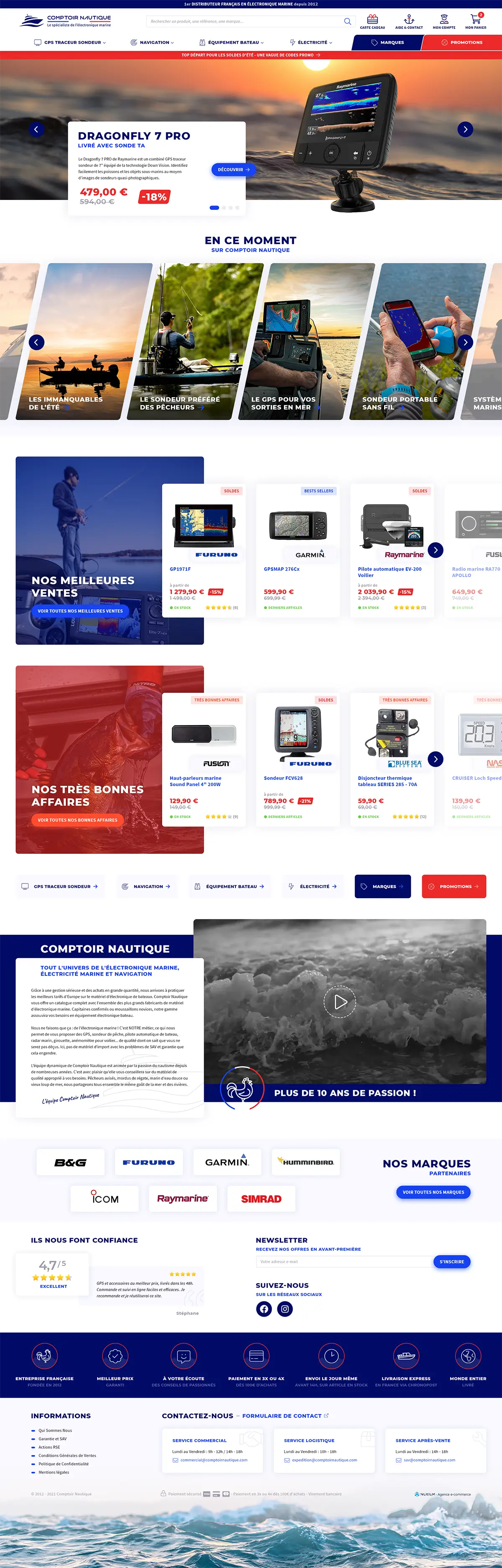 Comptoir Nautique - design - page d'accueil