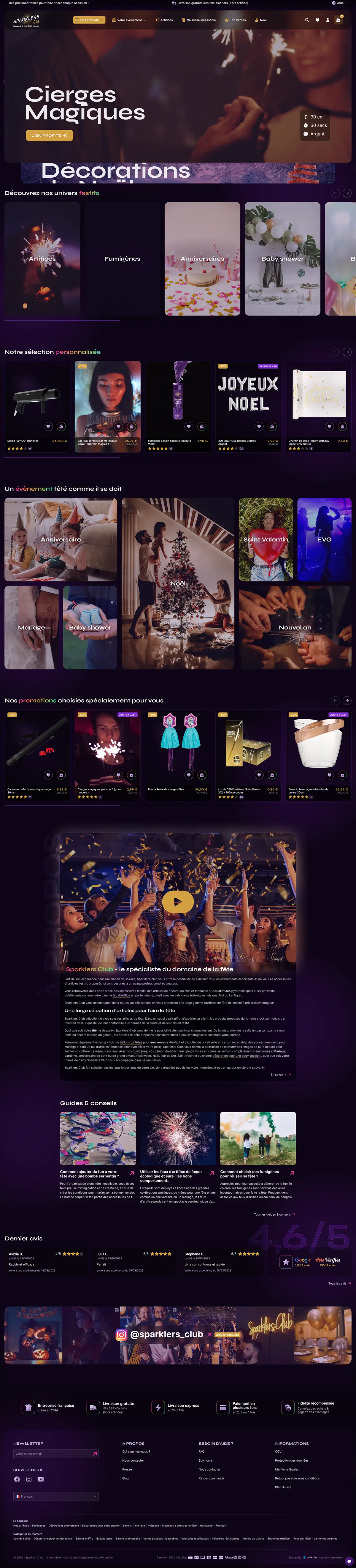 Sparklers Club - design - page d'accueil